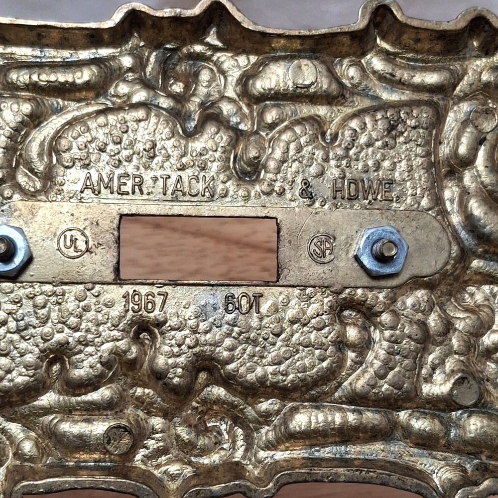 1967 American Tack & Hardware 60T Ornate Floral Metal Plate Cover Single Switch - Picture 9 of 9